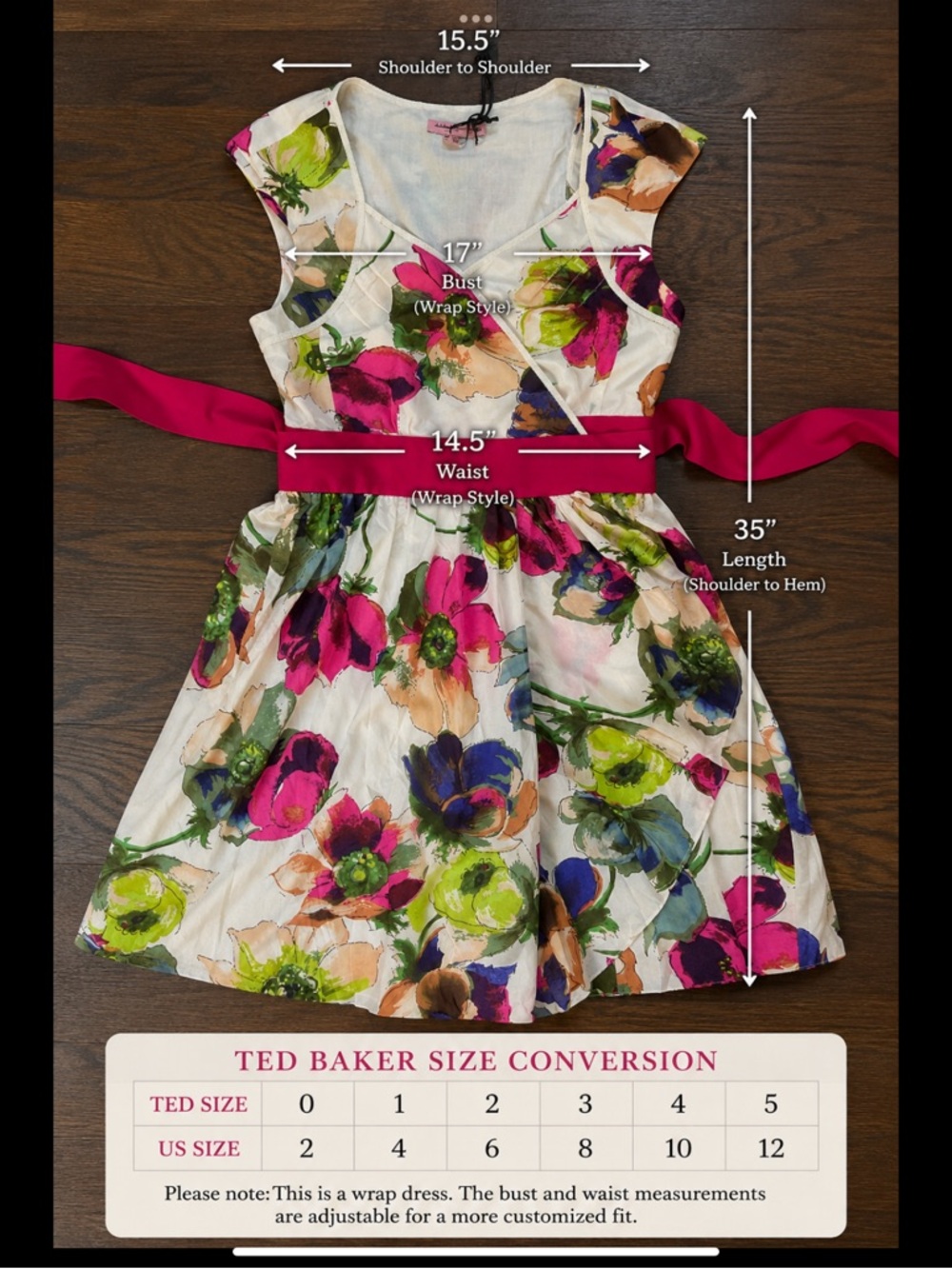Ted Baker London English Garden Wrap Dress NWT Silk Cotton Floral Dress 🌸 - Picture 12 of 16